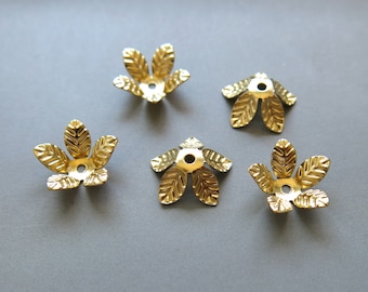 50pcs Raw Brass Flower Shape Bead Caps,  Findings 11mm - F1227