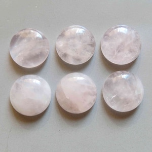 6pcs Rose Quartz Round Cabochon Stones Flat Back Stones 14mm