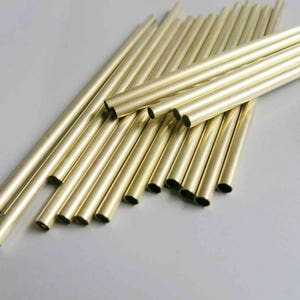 100pcs Cut Raw Brass Tube Cylinder Shape Beads 60mm x 3mm - F301