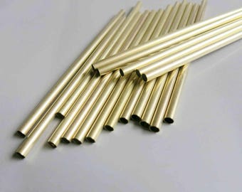 100pcs Cut Raw Brass Tube Cylinder Shape Beads 60mm x 3mm - F301