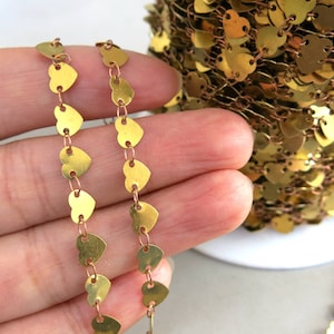 5 meters - 16.5 feet Raw Brass Heart Chain,Necklace chain 6mm - F1571