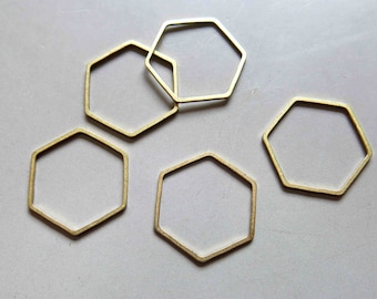 50pcs Raw Brass Hexagon Rings, Findings 22mm - F560