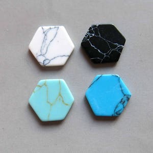 10pcs Hexagon Flat Slices Turquoise Cabochon,Howlite Stones 14mm