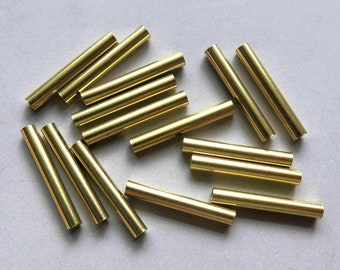 200pcs Cut Raw Brass Tube Cylinder Shape Beads 25mm x 3.5mm - F1552