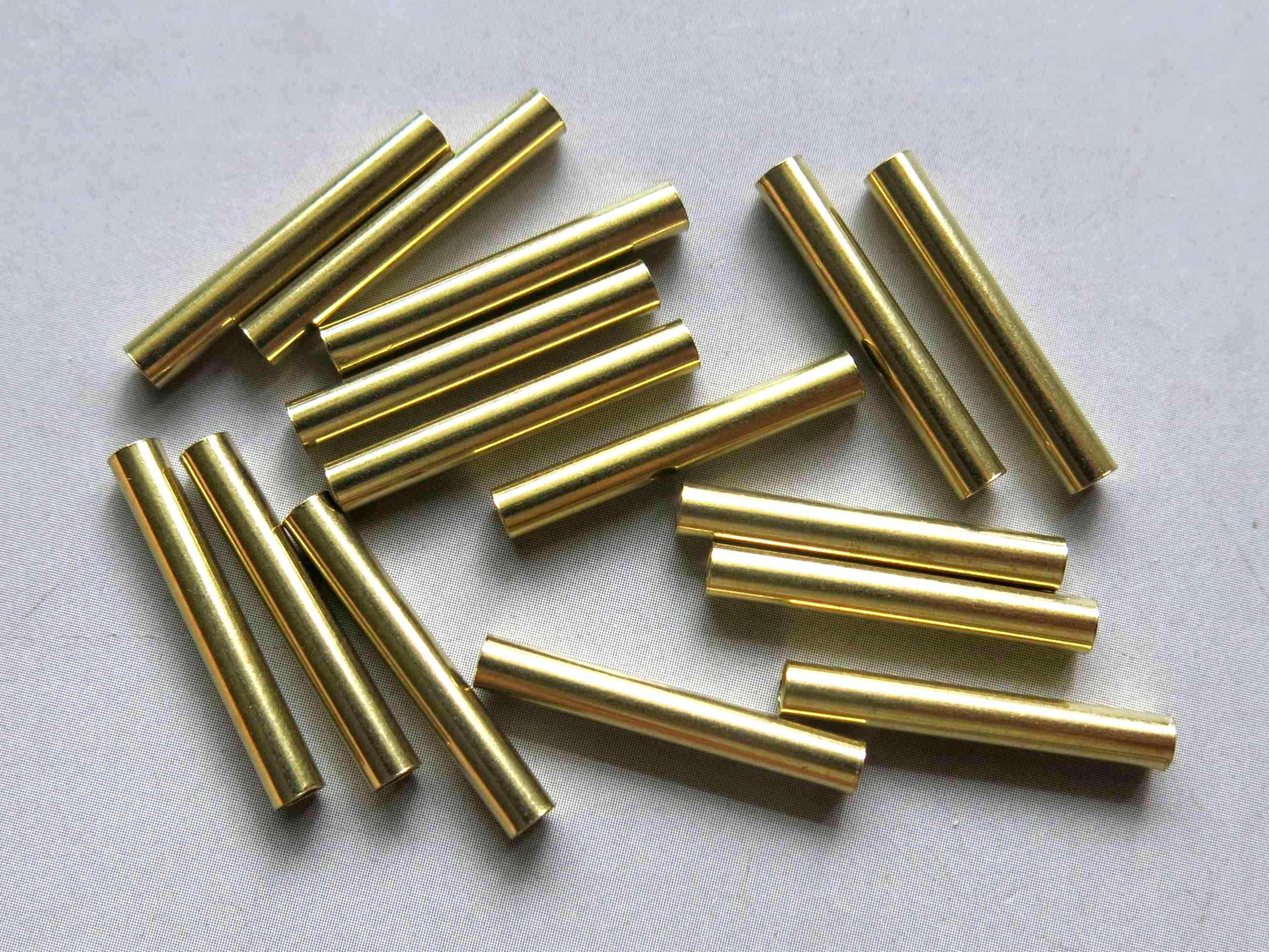 200pcs Cut Raw Brass Tube Cylinder Shape Beads 25mm x 3.5mm - F1552