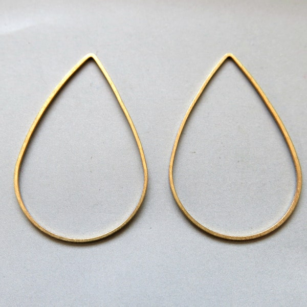 50pcs Raw Brass Drop Rings, Findings 39mm x 25mm - F1665