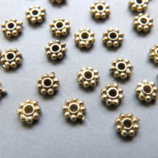 100pcs perles anneaux en laiton brut, entretoise en laiton massif, perles entretoises fleur 3mm - F1886