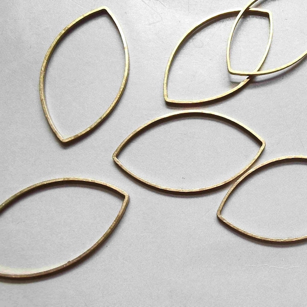 50pcs Raw Brass Marquise Shape Rings, Findings 25mm x 14mm - F181