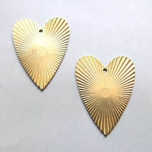 30pcs Raw Brass Heart Pendants, Charms 30mm x 23mm - F2094