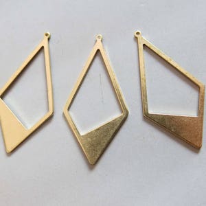 30pcs Raw Brass Rhombus Charms ,Pendants 46mm x 23mm- F813
