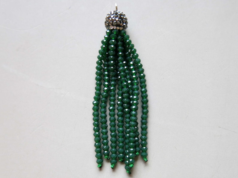 Charm Metal Jewelry Tassel B1447 Pave Rhinestone Crystal Faceted Glass Tassels