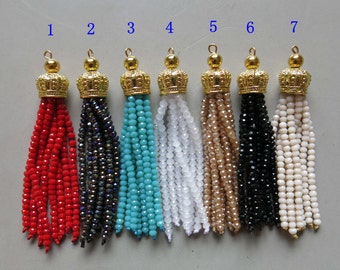 Mixed Color Crystal Faceted Glass Tassels, Charm Metal Jewelry Tassel B1437