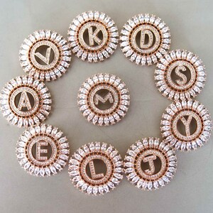 Oro rosa plateado CZ Micro Pave Carta Colgantes de latón, cúbica Zirconia encantos - CZ53