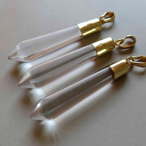 Polished Quartz Point With Golden Cap Pendant - B1024