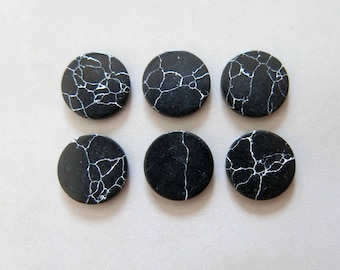 Cabochon turchese a fette piatte rotonde nere da 10 pezzi, pietre Howlite