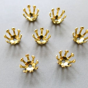 100pcs Raw Brass Flower Shape Bead Caps, Findings 6mm - F1549