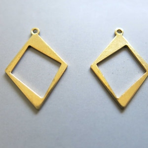 30pcs Raw Brass Rhombus Charms ,Pendants 23mm x 16mm- F1980