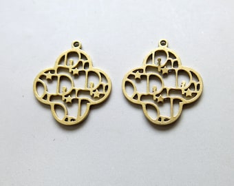 10pcs Raw Brass Flower Charms, Star Pendants, Jewelry Making Supplies 18mm - F1705