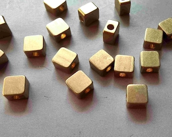 100pcs Raw Brass Square Beads Spacer Beads 4mm - F253