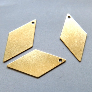 50pcs Raw Brass Rhombus Charms ,Pendants Findings 26mm x 13mm - F1879
