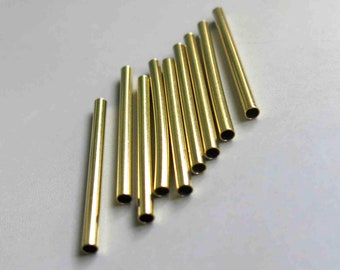 100pcs Cut Raw Brass Tube Cylinder Shape Beads 50mm x 3mm - F300