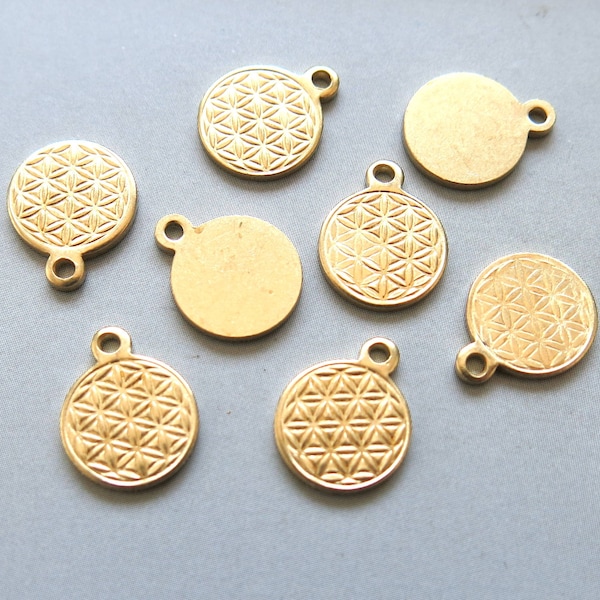 50pcs Raw Brass Round Charms ,Pendant Findings 10mm- F1570