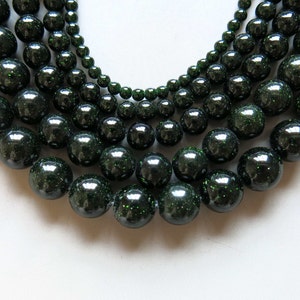 Full Strand 15inches Green Sandstone Round Beads - A488