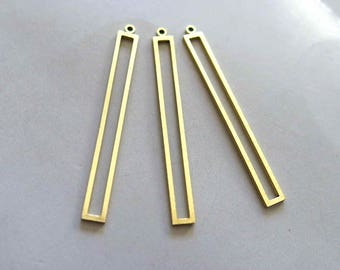 30pcs Raw Brass Rectangle Charms, Pendant Findings 43mm x 4mm  - F779