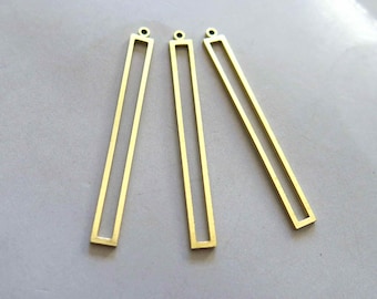 30pcs Raw Brass Rectangle Charms, Pendant Findings 43mm x 4mm  - F779