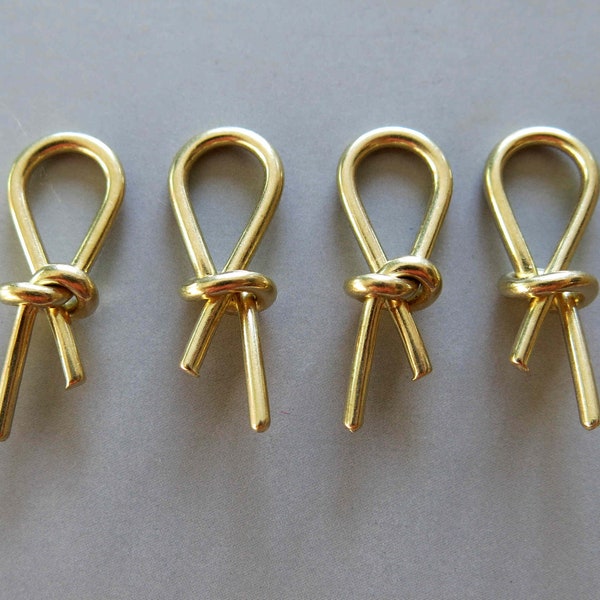 10pcs Raw Brass Wire Knot Charms,Tie a knot Pendant 29mmx11mm- F1090