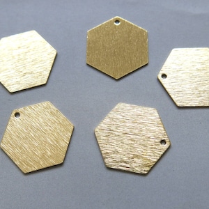50pcs Raw Brass hexagon Textured Charms, Findings 18mm x 16mm- F1539