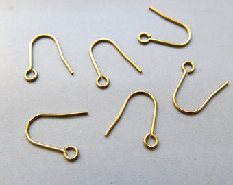 200pcs Raw Brass Ear Wire Earring Findings 14mm  - F1622