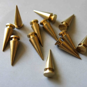 50pcs Raw Brass Spike Tribal Pendant ,Charms 15mm x 5mm- F491