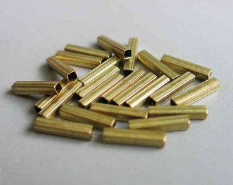 500pcs Raw Brass Tube Beads Straight Shape In Square Rod 10mm x 2mm - F149