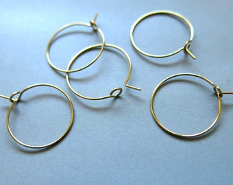 100pcs Raw Brass Ear Wire Earrings Hoop Findings 15mm  - F1696
