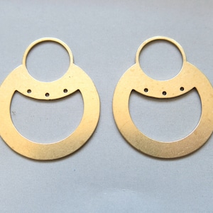 6pcs Raw Brass Round Charms, Pendants, Jewelry Making Supplies 34mmx28mm - F1748
