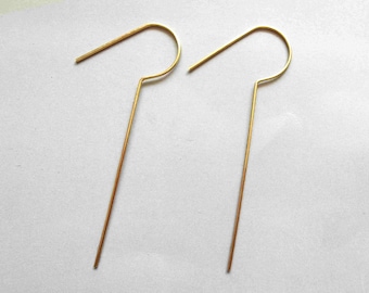 50pcs Raw Brass Ear Wire Earring Findings 56mmx24mm - F2235