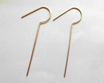 50pcs Raw Brass Ear Wire Earring Findings 56mmx24mm - F2234