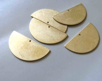 30pcs Raw Brass Half Round Charms,Stamping Tag, 30mmx15.5mm - F434