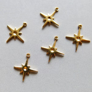 100pcs Raw Brass North Star Charms,Pendant 13.5mmx12mm - F1207