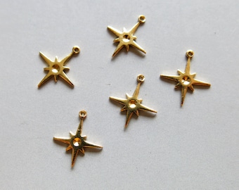 100pcs Raw Brass North Star Charms,Pendant 13.5mmx12mm - F1207