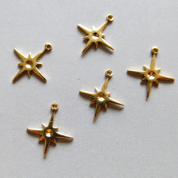 100pcs Raw Brass North Star Charms,Pendant 13.5mmx12mm - F1207