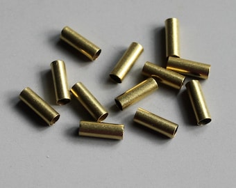 200pcs Cut Raw Brass Tube Cylinder Shape Beads 10mm x 3.5mm - F52