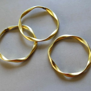 10pcs Raw Brass Round Rings , Twisted Welded Ring, Earring Findings 50mm - F1095