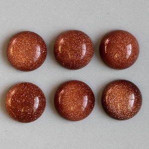 10pcs Gold sand Stone Round Cabochon Flat Back Stones 8mm