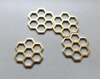 50pcs Raw Brass Hexagon Charms, Pendants 14mm - F1803