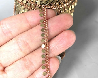 2 meters Raw Brass Round Disc Chain, Soldered Links - F2166