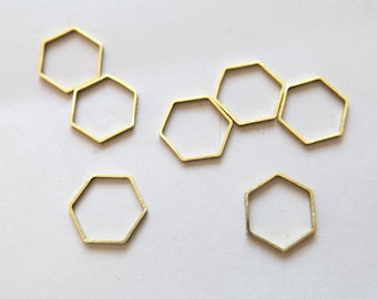 100pcs Raw Brass Hexagon Rings, Findings 12mm - F965