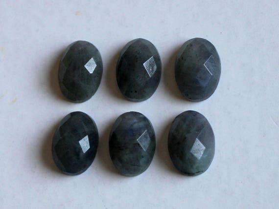 6pcs Labradorite Oval Rose Cut Cabochon Flat Back Stones 14mmx10mm