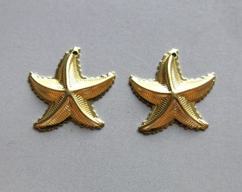 30pcs Raw Brass Starfish Charms,Pendants 21mm - F1403